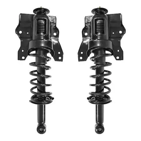 Unity rear complete strut assembly kit, two silver metal struts with coiled springs and top mounts, new condition