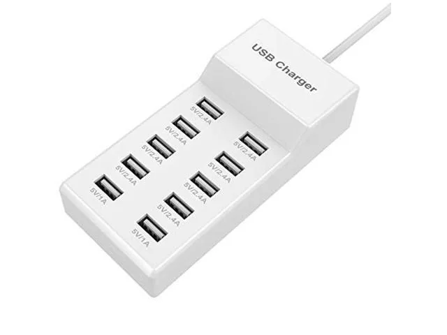 LORDWORLD LORDWORLD 10-Port USB Charger 10A AC 100-240V 3.3ft Cord — product photo