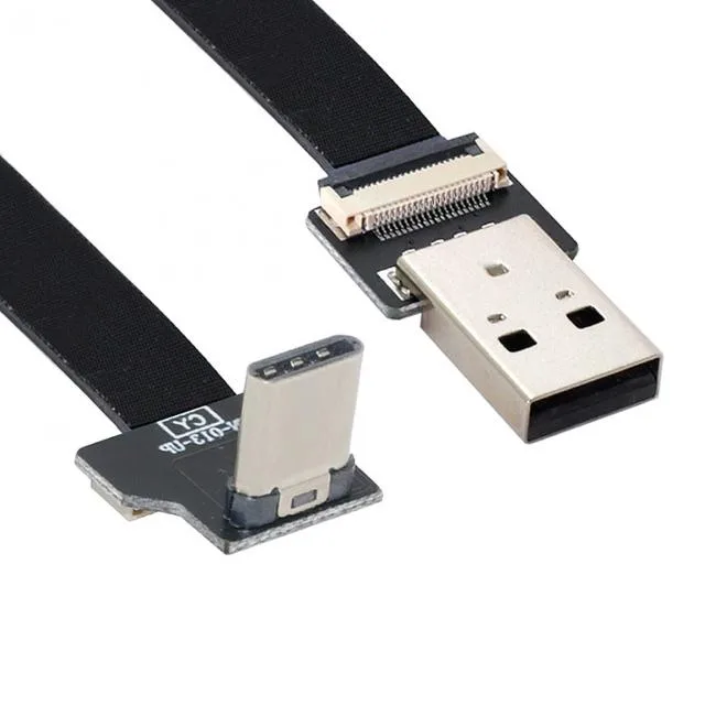 xiwai xiwai Up Down Angled USB 2.0 Type-A Male to USB-C Male Flat Slim FPC Cable 10-200cm — product photo