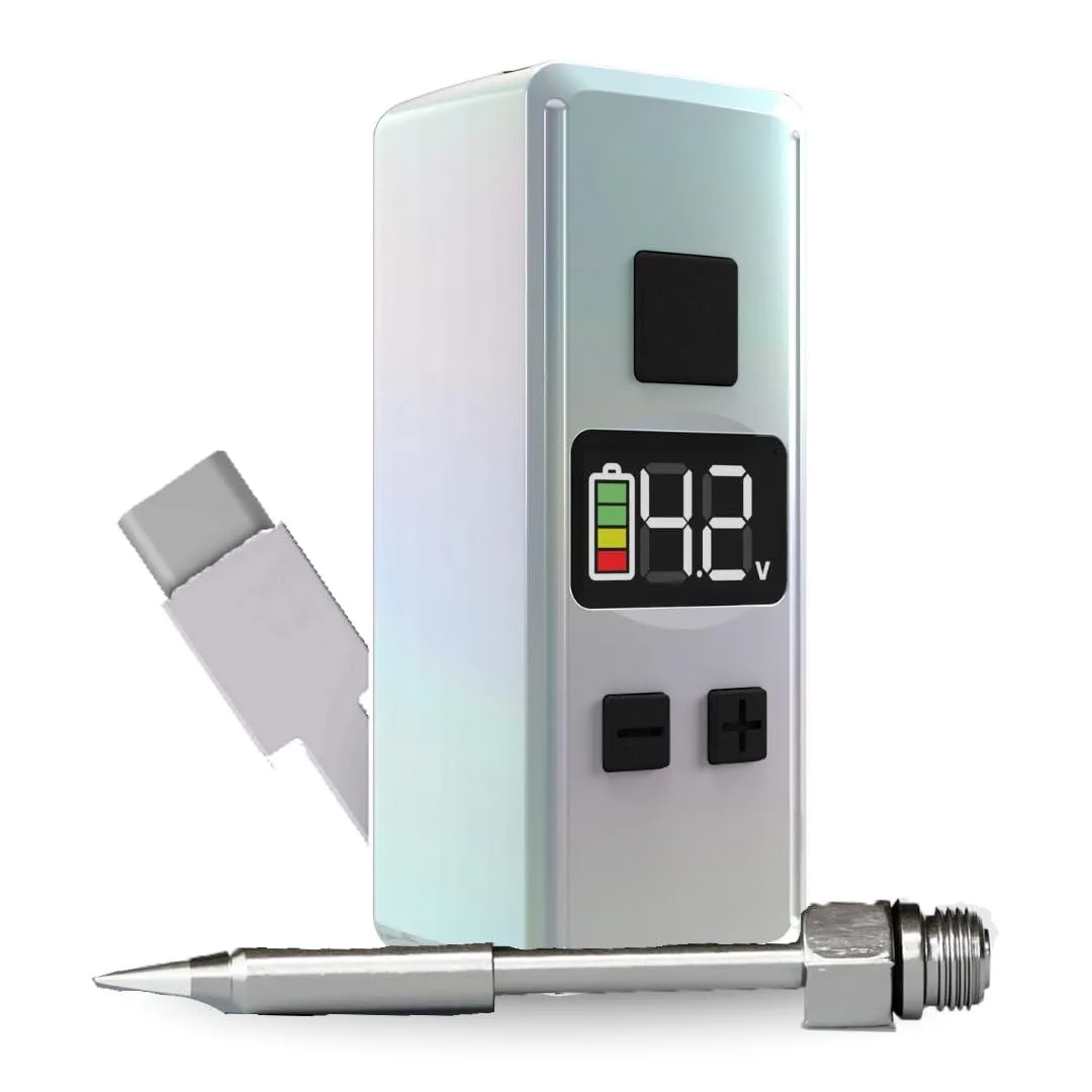 Pearlescent mini soldering iron pen with built-in USB-C cable and LED display