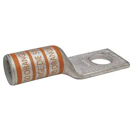 Copper compression lug, orange barrel, single 3/8 in stud hole