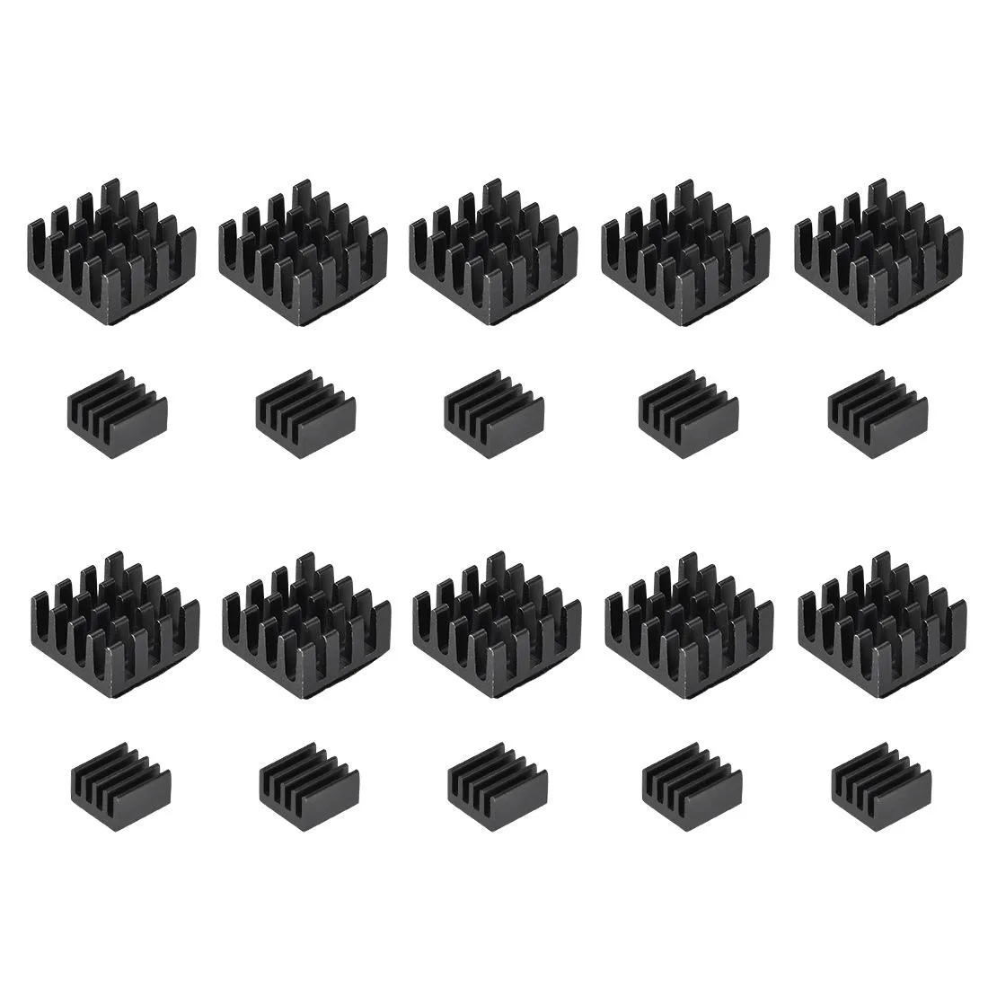 Unique-Bargains Unique-Bargains Black Aluminum Heatsink Set 14x14x7mm 8.8x8.8x5mm 20pcs — product photo