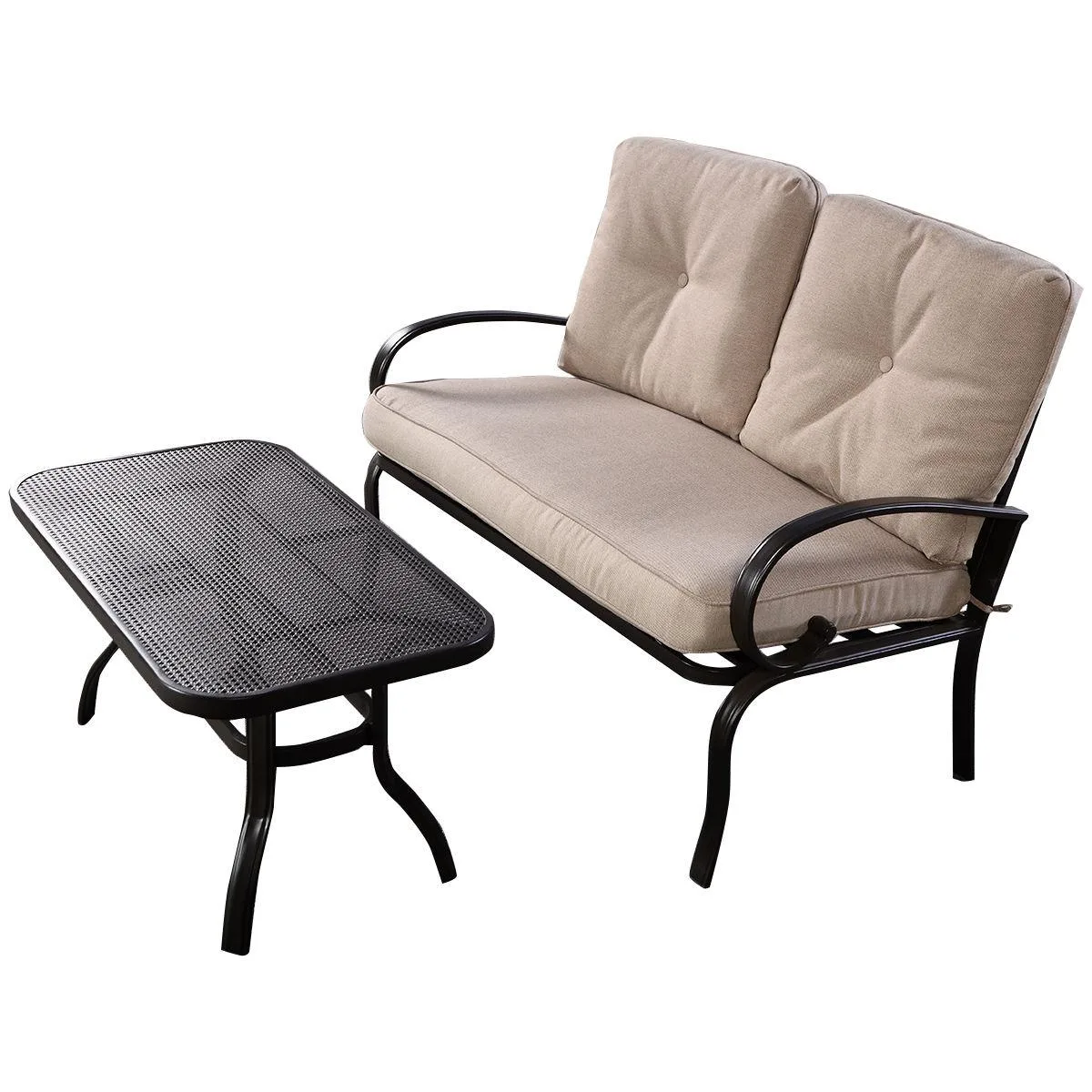 SlickBlue SlickBlue 2-Piece Patio Set Beige 47.5" Loveseat 36" Table — product photo