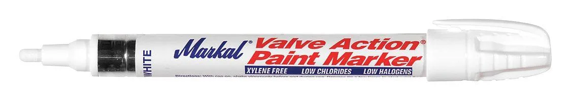 Markal Markal 434-96820 Valve Action Liquid Paint Marker, White, Bullet Tip — product photo