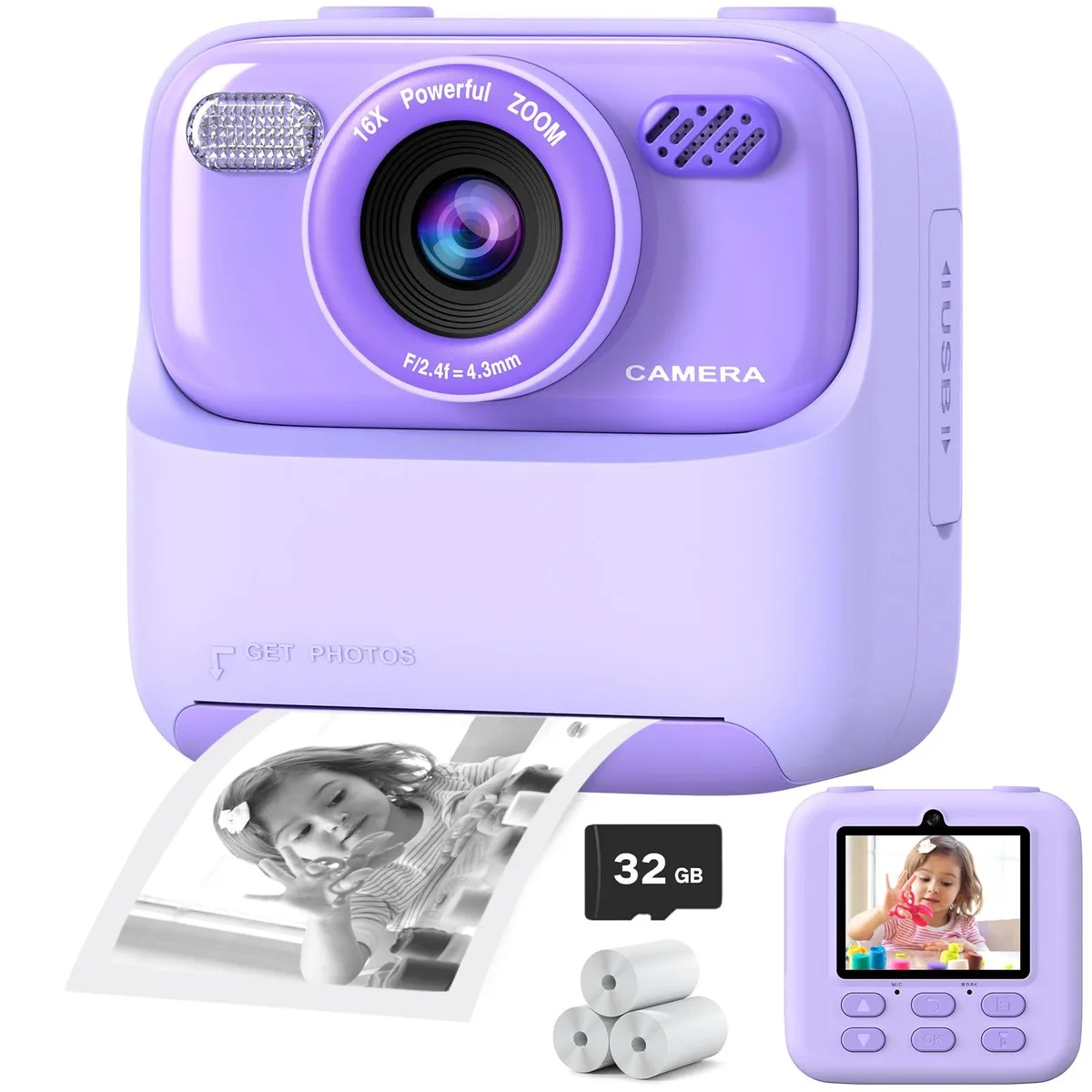  Kodak P79 Instant Print Camera Kit Purple 32G 2.4 1080P — product photo
