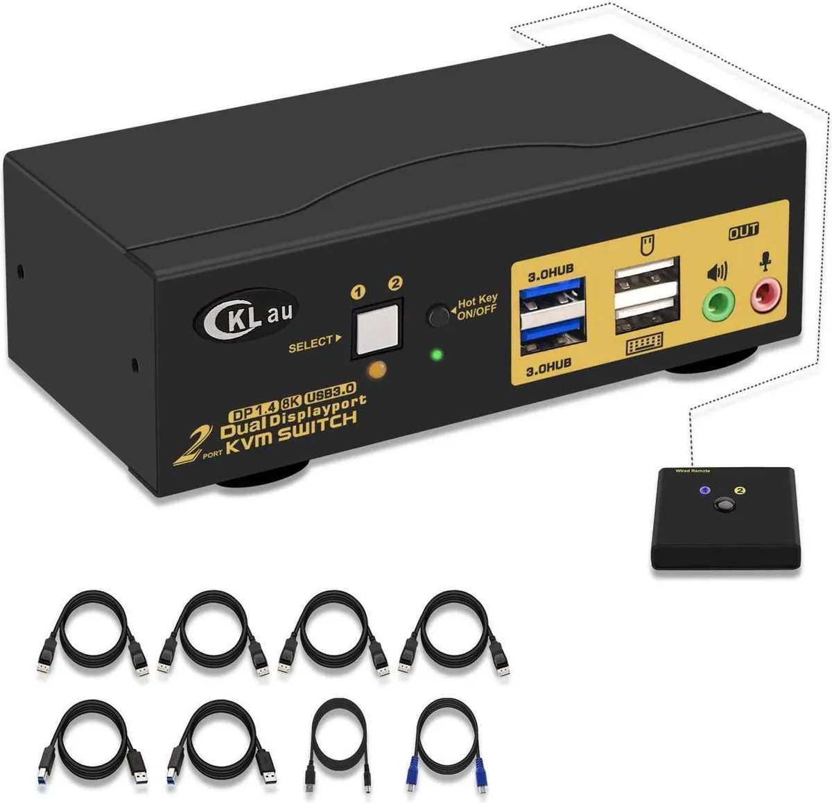 Vszerda Vszerda 2-Port USB 3.0 Dual Monitor DP 1.4 KVM Switch 4K@144Hz 8K@30Hz — product photo
