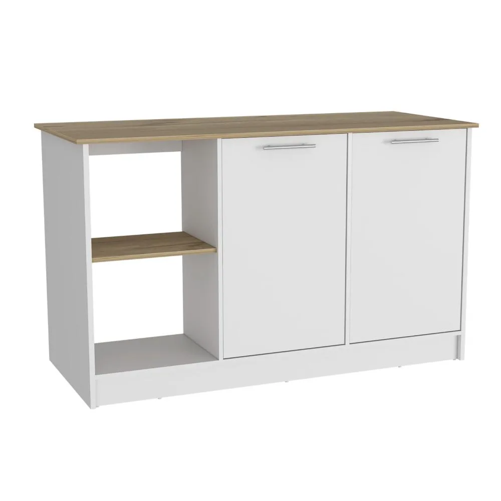 FM FURNITURE FM FURNITURE Mercury Kitchen Island 59" 25.19"D Two Cabinets Four Open Shelves — product photo