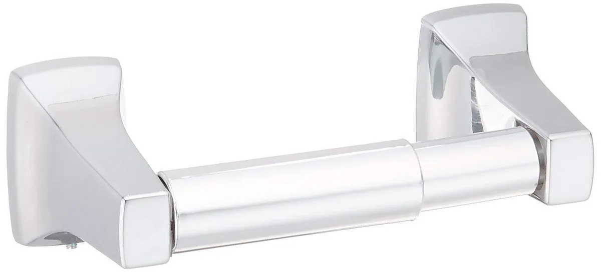 Chrome wall-mounted toilet paper holder model P5050 with spring-loaded roll mechanism