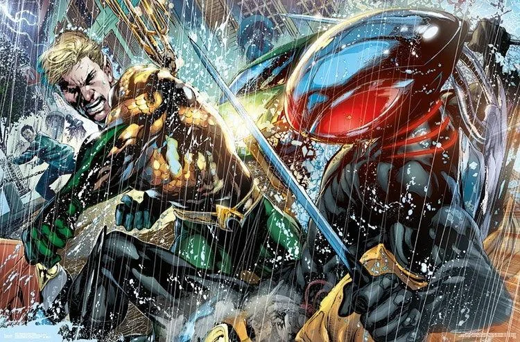 Poster print Aquaman versus Black Manta 34 by 22 inches