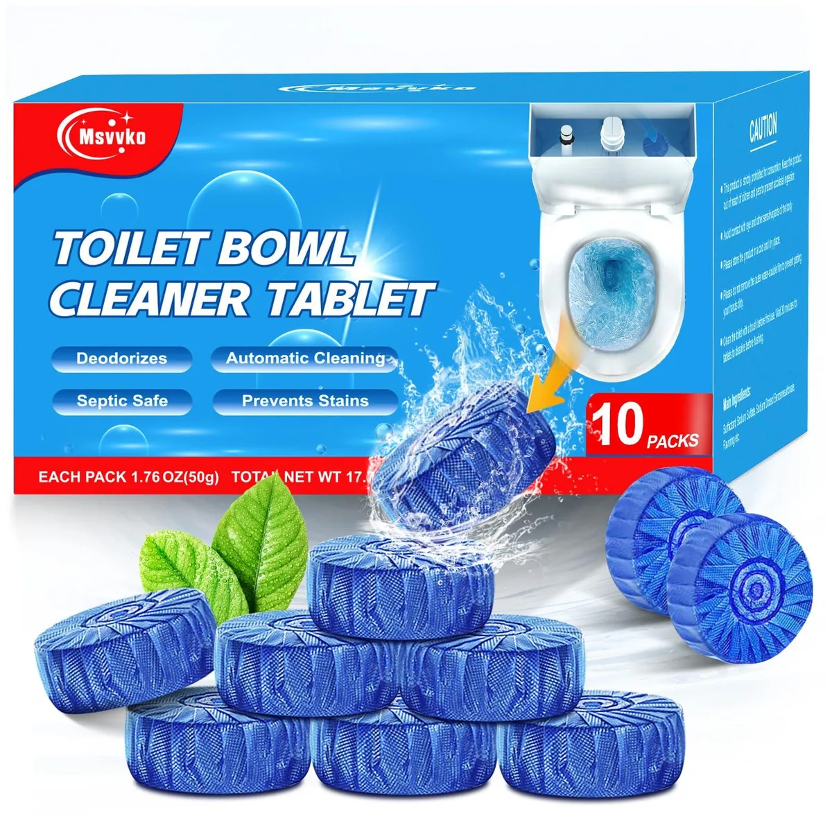  Msvvko Automatic Toilet Bowl Cleaner Tablets Blue Gel 10 Pack — product photo