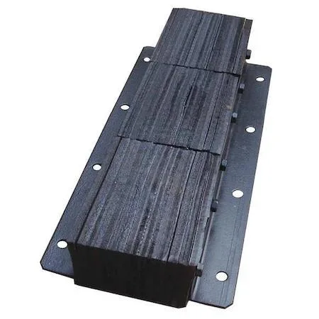 Rectangular black rubber dock bumper with eight mounting holes