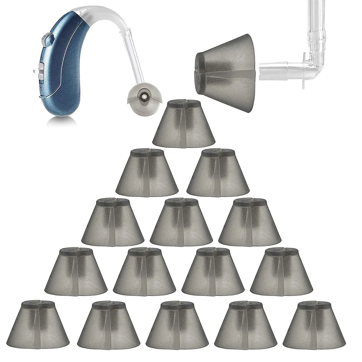 Clear tulip-shaped hearing aid domes, pack of 20