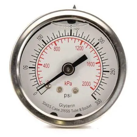 Value Brand Value Brand 4CFP4 Commercial Pressure Gauge 0 to 300 psi 2 in Dial 1/4 in — product photo
