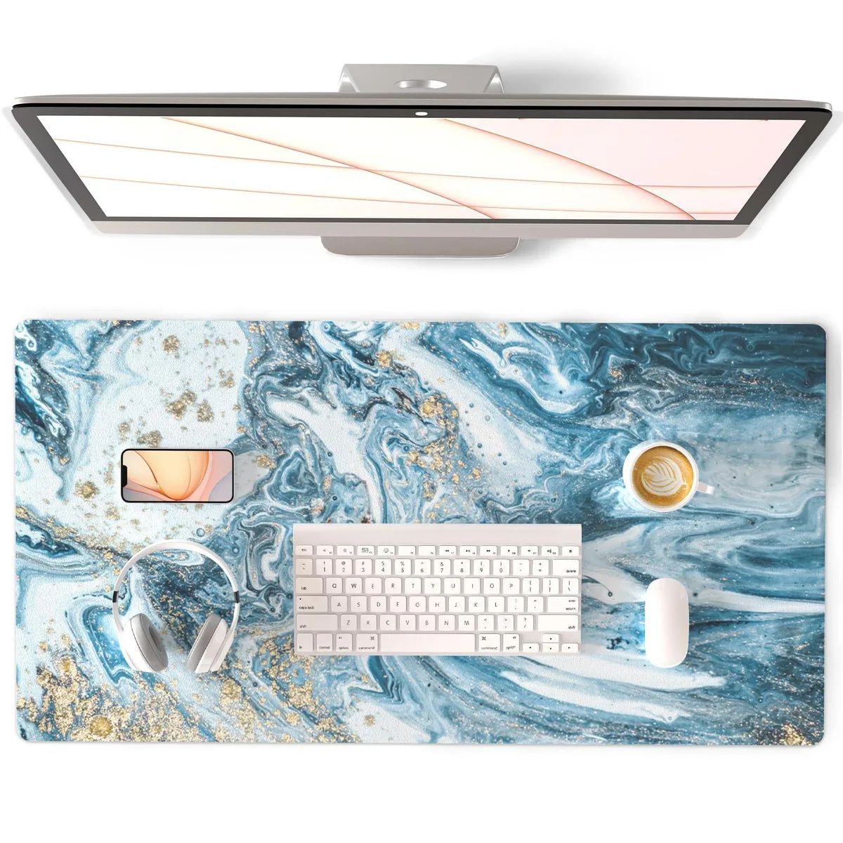 KEHIPI KEHIPI Large Desk Pad 31.5" x 15.7" Blue Marble — product photo