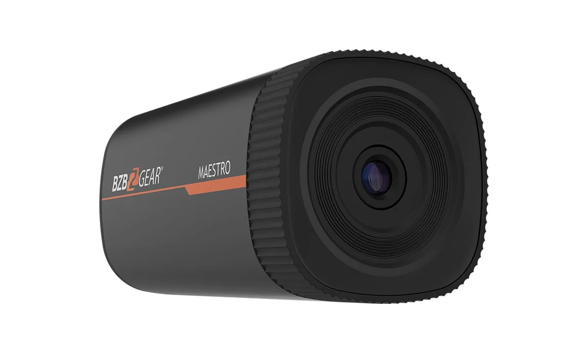 Gray compact ePTZ camera with fixed lens, 148.8 × 76 × 76 mm