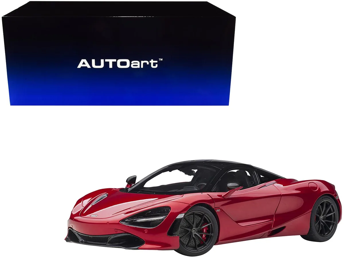 Autoart Autoart McLaren 720S Memphis Red Metallic Black Top Carbon Accents 1/18 Vehicle — product photo