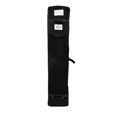 Black 600 denier polyester roller bag for 10 by 15 foot canopy with two wheels and carry straps