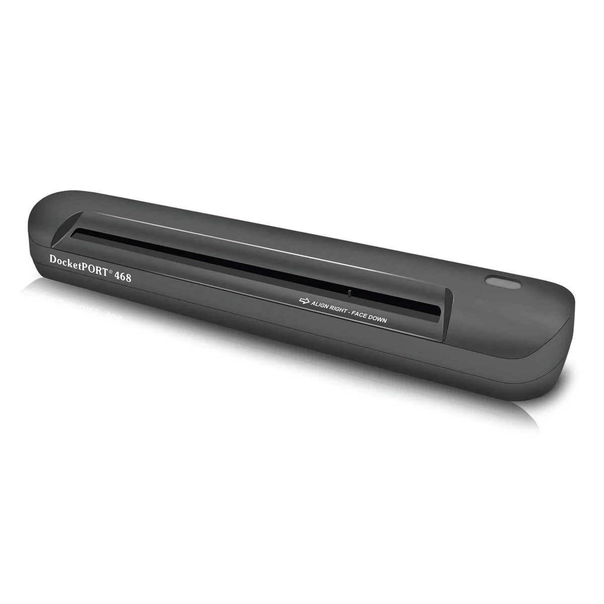 Compact DocketPORT 468 document scanner, small rectangular shape, matte finish