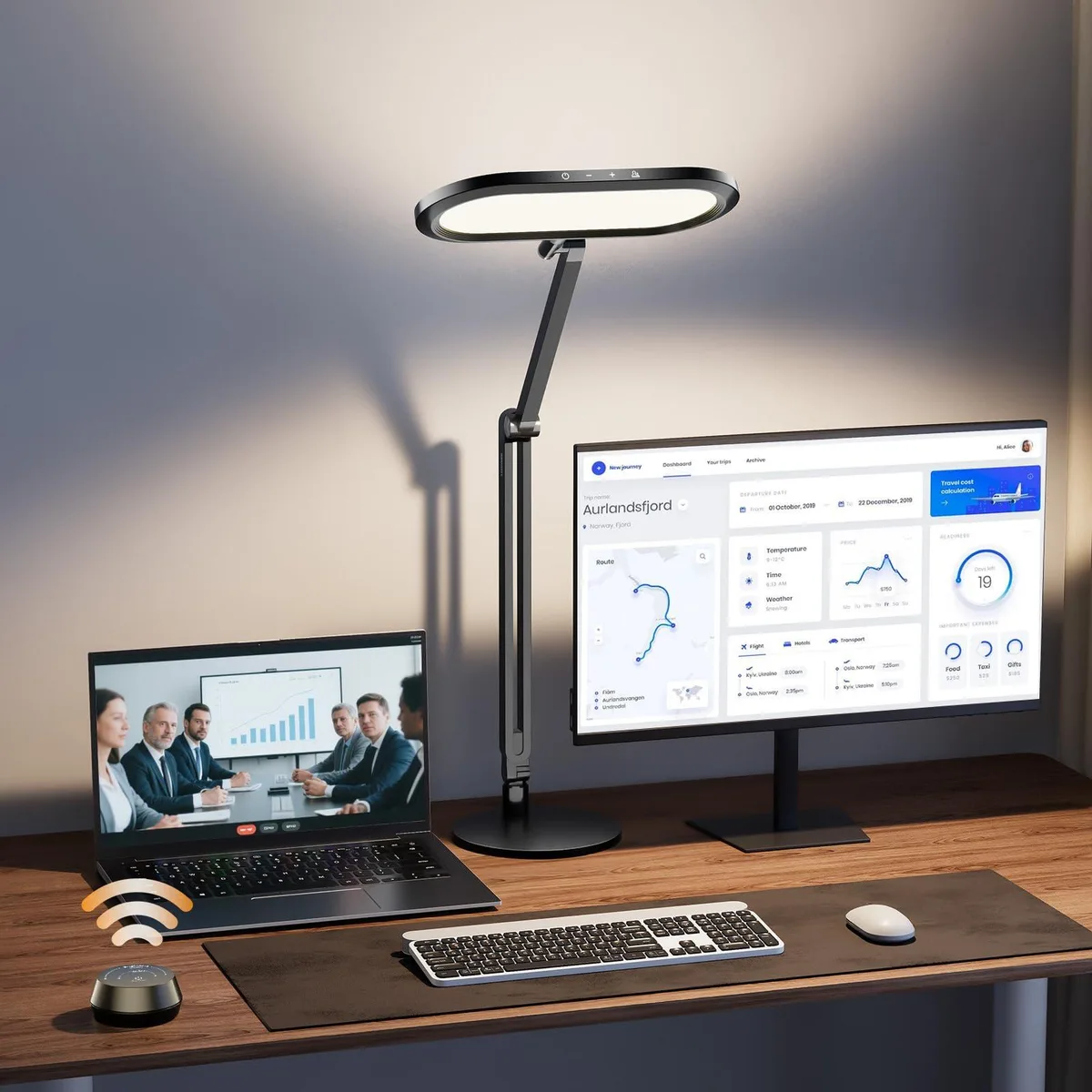 DNBeffulgent DNBeffulgent Premium LED Desk Lamp 18W Dual-Sided Knob Remote 126 LED CRI 95 — product photo
