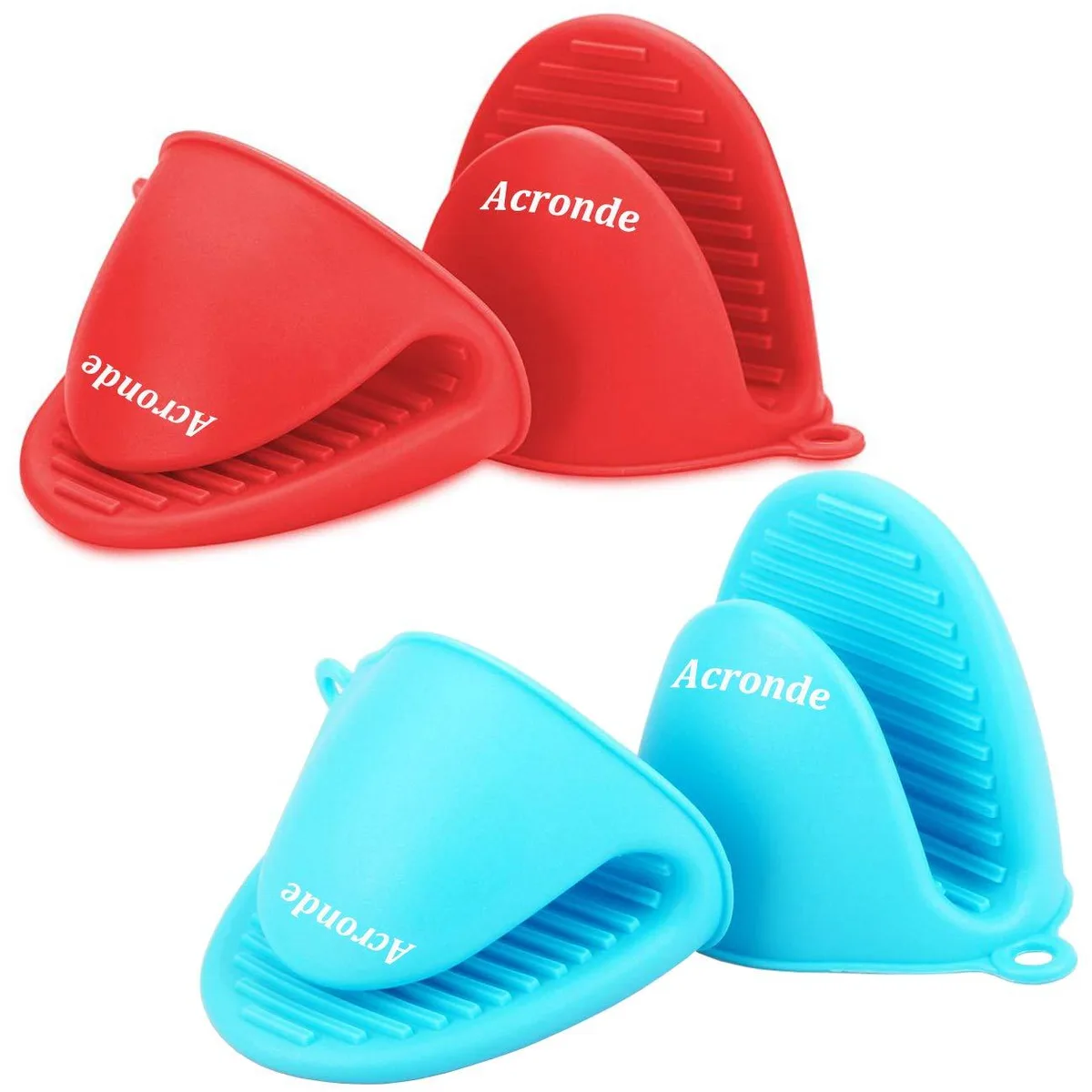 Silicone Oven Mitts 2 Pairs Red Blue 446°F 230°C — product photo