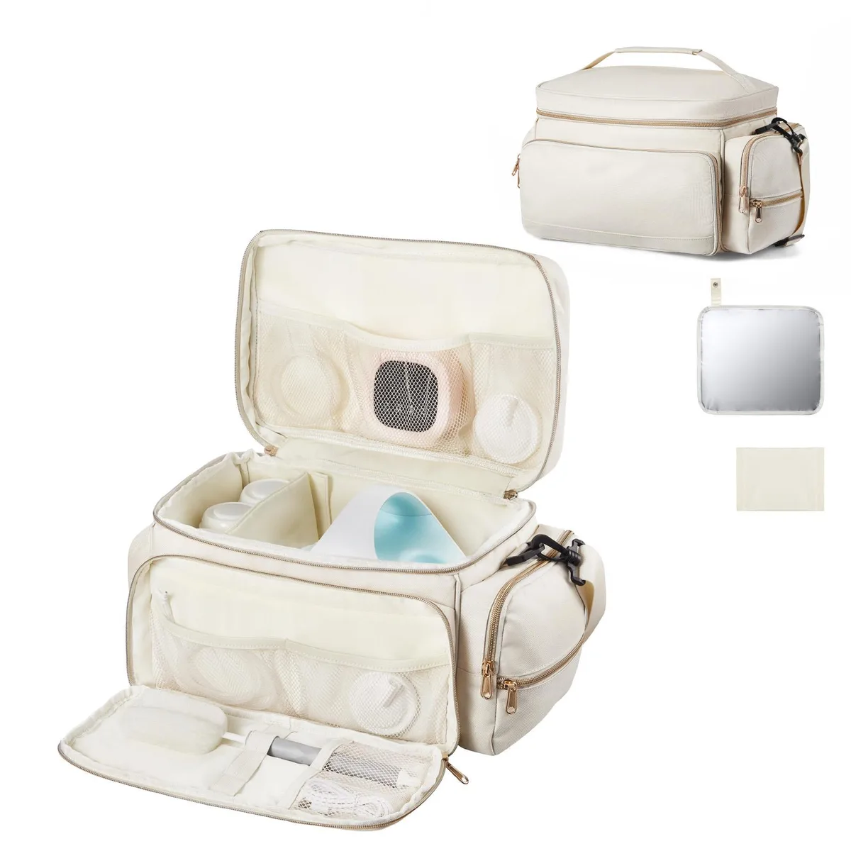 VEVOR VEVOR Breast Pump Bag Beige 13.8 x 8.86 x 5.3 in with Waterproof Mat — product photo