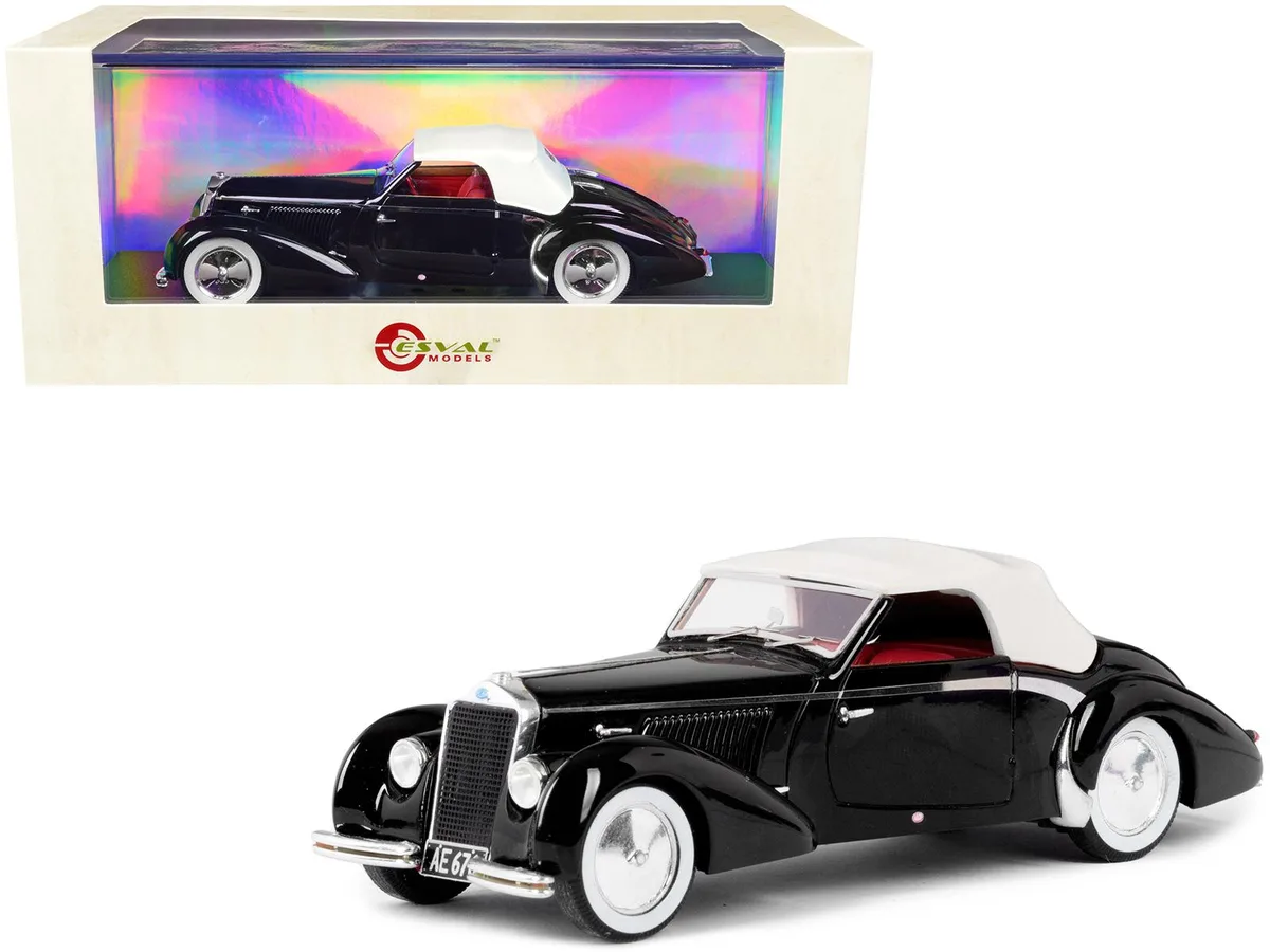 Esval Models Esval Models 1939 Delage D6-70 Cabriolet Top Up RHD Black White Top Red Interior Ltd Ed 250 pcs 1/43 — product photo