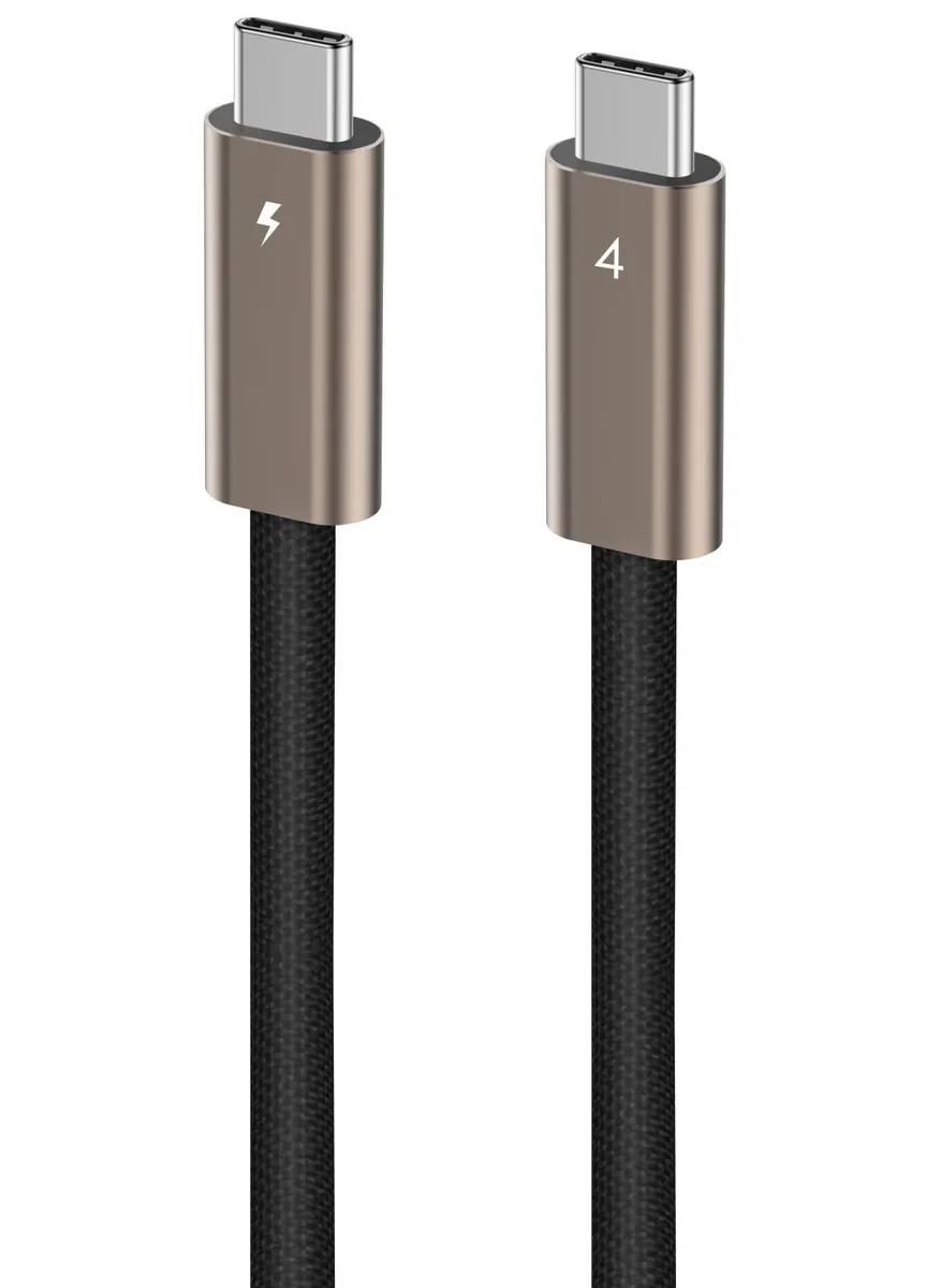 Gold nylon-braided USB-C to USB-C cable, 3.3 ft