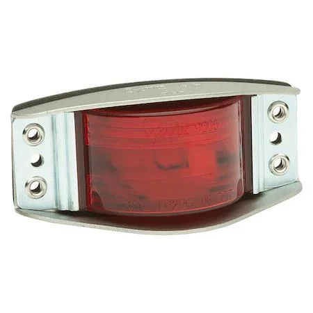 Red rectangular clearance marker lamp with steel housing and acrylic lens