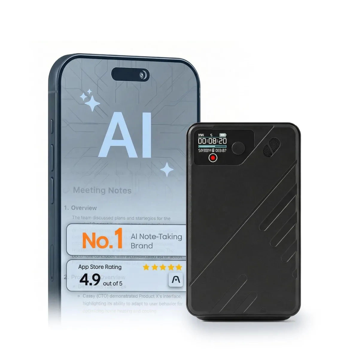KS SHOP AI Voice Recorder Premium 64GB 256 Languages 30h — product photo