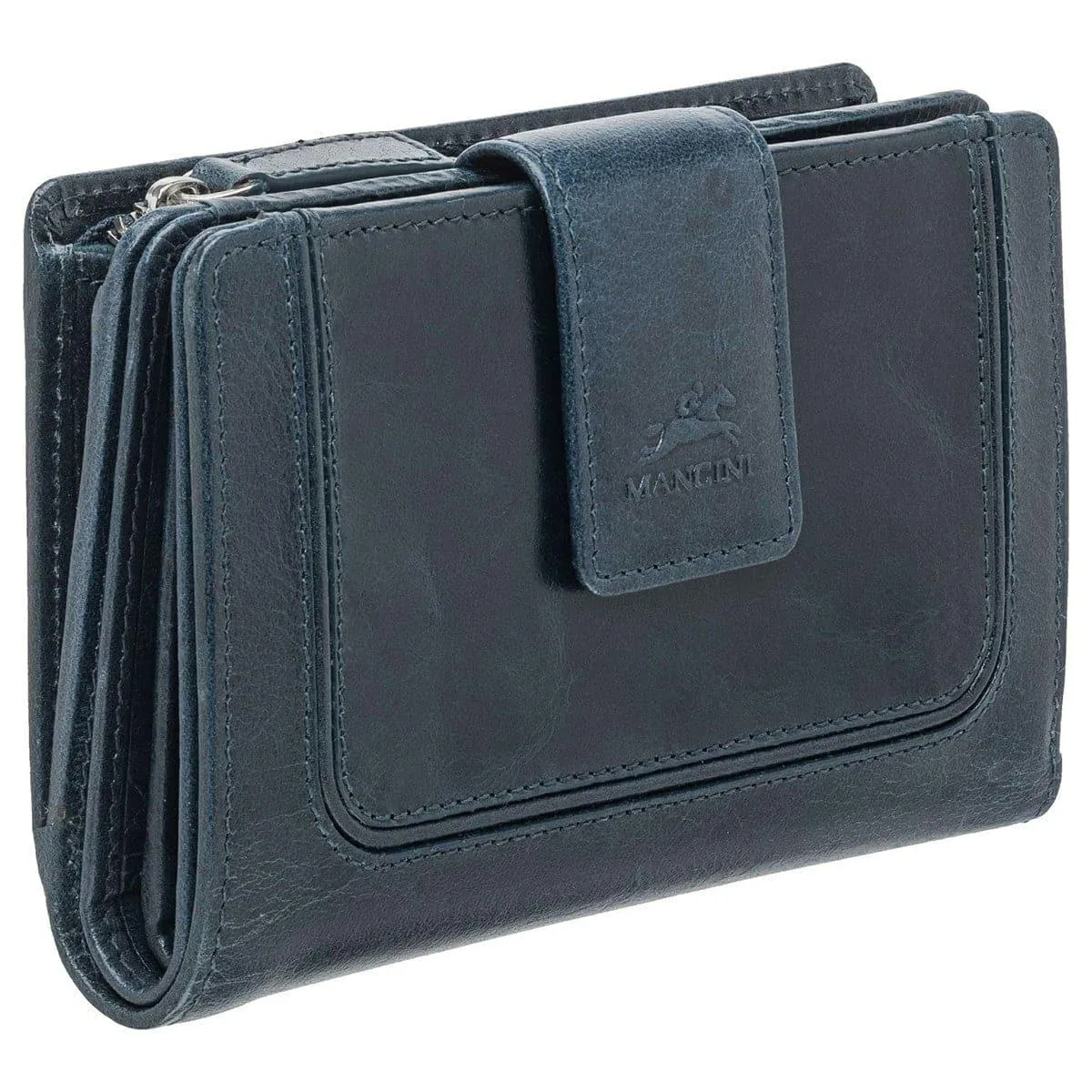 Mancini Leather Goods Mancini South Beach 3.75" RFID Medium Clutch Wallet Blue — product photo