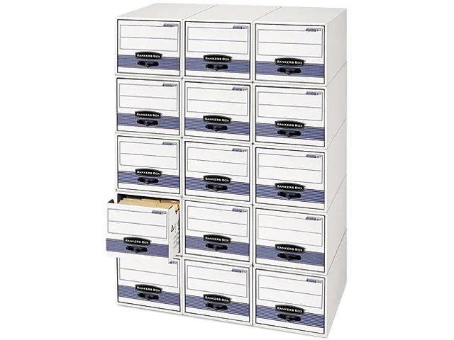 Bankers Box Bankers Box 00311 Steel Plus Storage Box Letter White/Blue 6/Carton — product photo