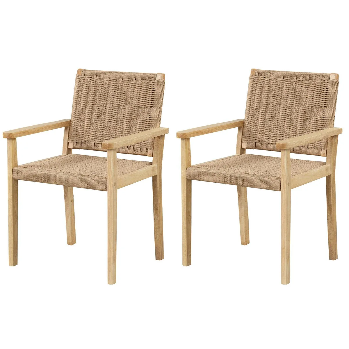 SlickBlue SlickBlue Indoor Outdoor Wood Chair Set of 2 Natural — product photo