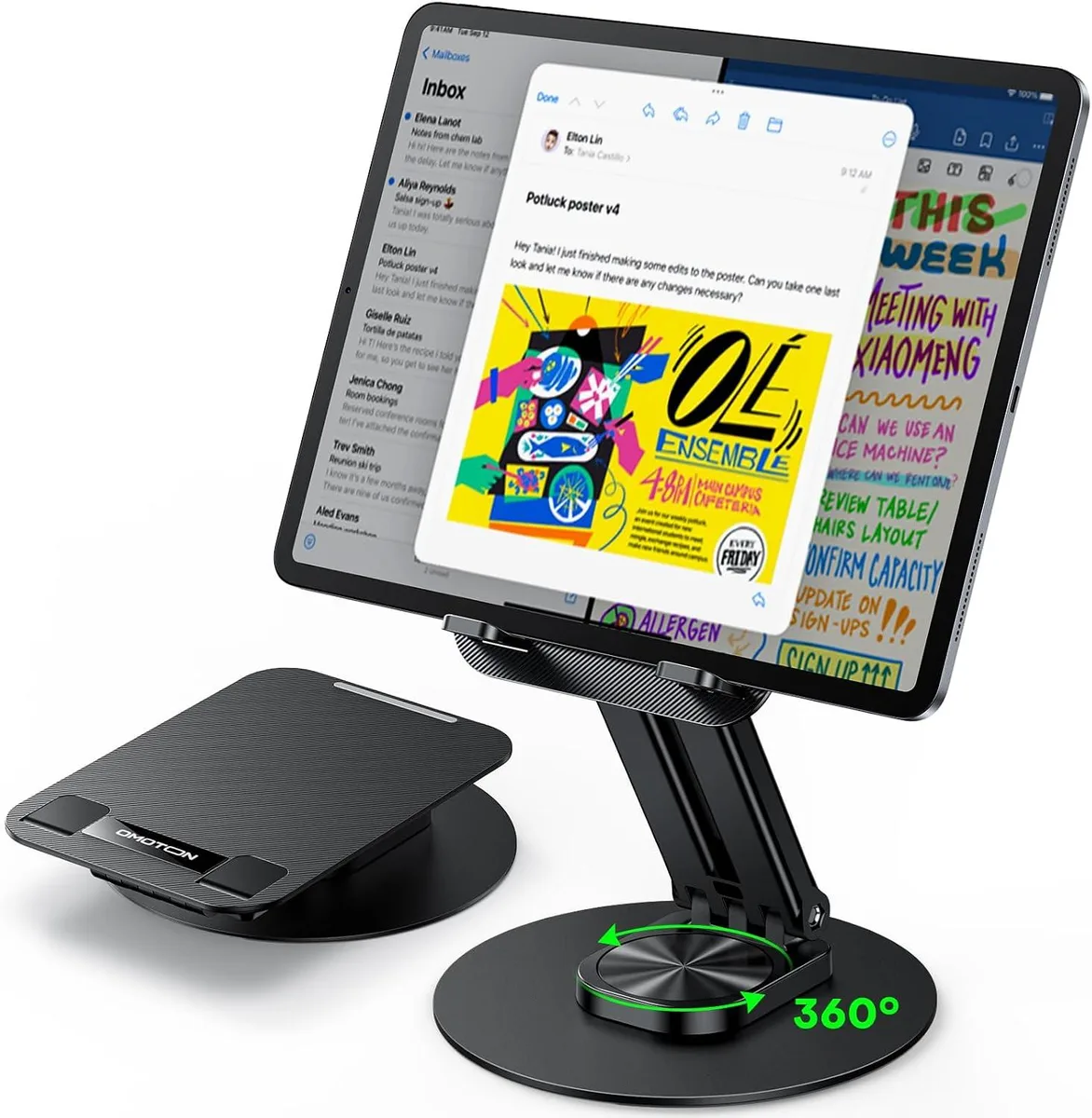 MCHOSE MCHOSE Tablet Stand 360° Rotating Adjustable Height 4.13-5.9in 4-15.6in Compatible — product photo