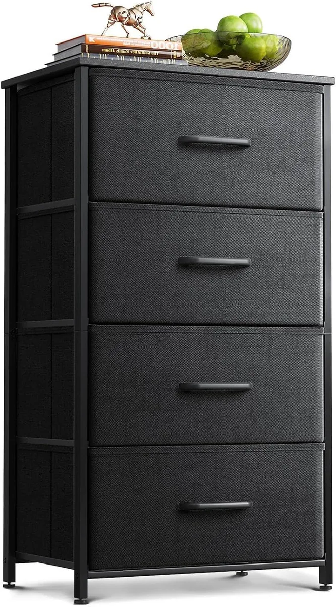 BFKK BFKK Small Fabric Dresser 4 Drawers Black 11.73x15.74x31.77 office furniture — product photo