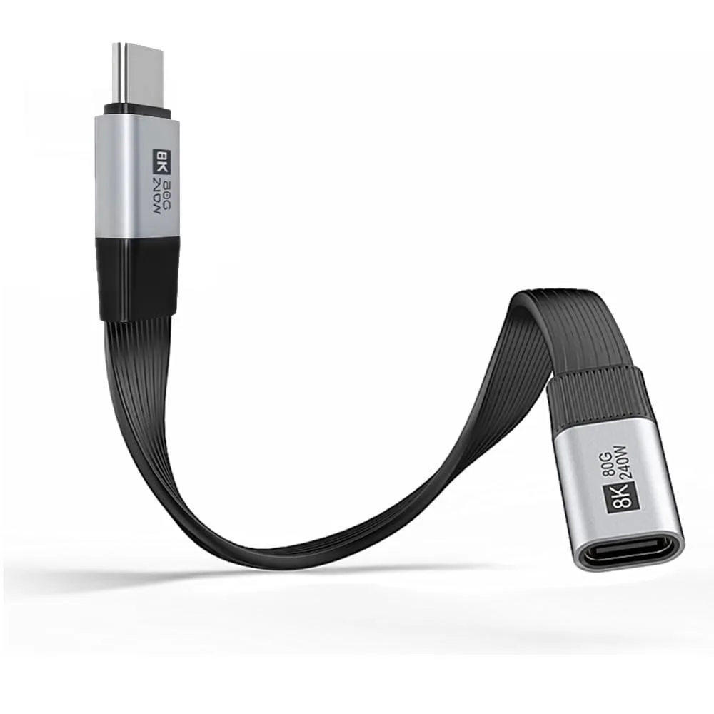 Fervit Fervit USB5.0 80Gbps 240W 16K 8K 60Hz 5K Flat Slim FPC Male to Female Extension Cable 20cm — product photo