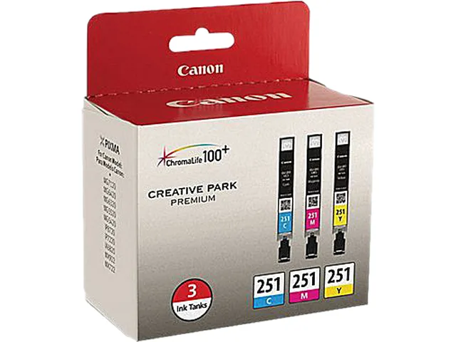 Canon Canon 6514B009 CLI-251 ink cartridges (genuine brands) 3-pack cyan magenta yellow — product photo