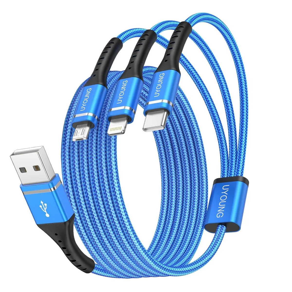 MCHOSE MCHOSE 2Pack 10FT 3 in 1 Braided Lightning Cable — product photo