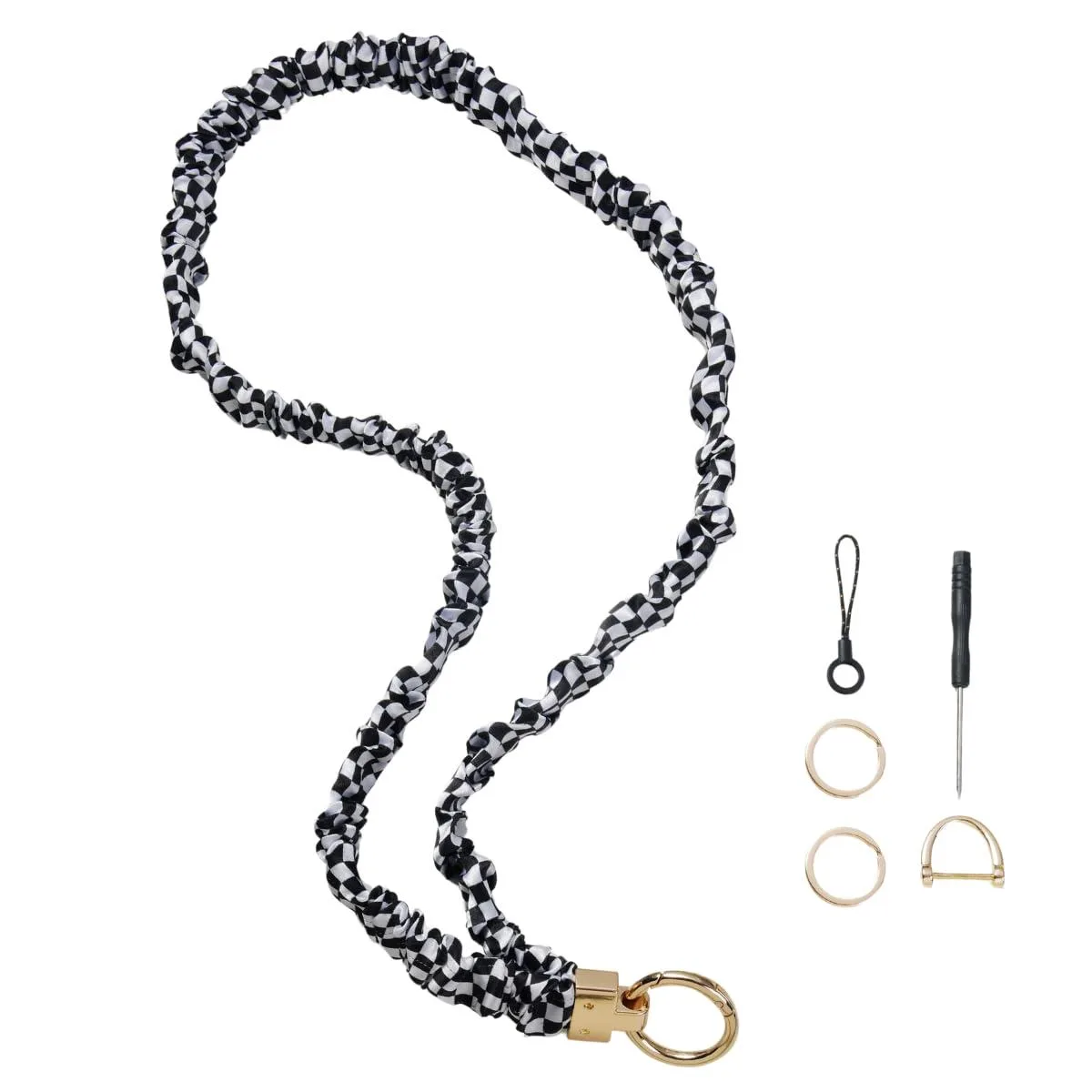  Scrunchie Lanyard Keyholder Stretchy Retractable Neck Strap Plaid — product photo