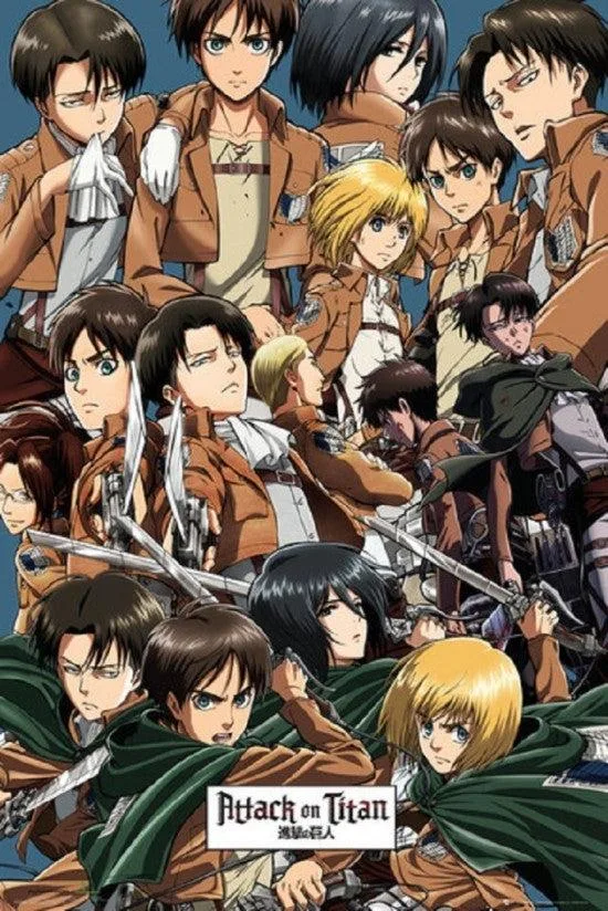 Unframed Attack on Titan poster print 24 by 36 inches showing main characters