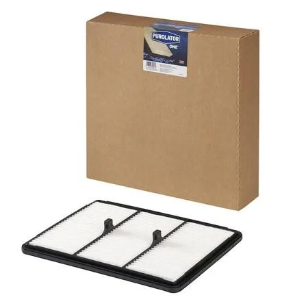 White rectangular automotive air filter with pleated media and black rubber seal, model A41466