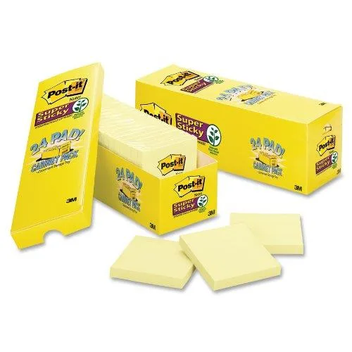 Post-it Notes Super Sticky Post-it Notes Super Sticky Canary Yellow 24 pads 90 sheets 65424 — product photo