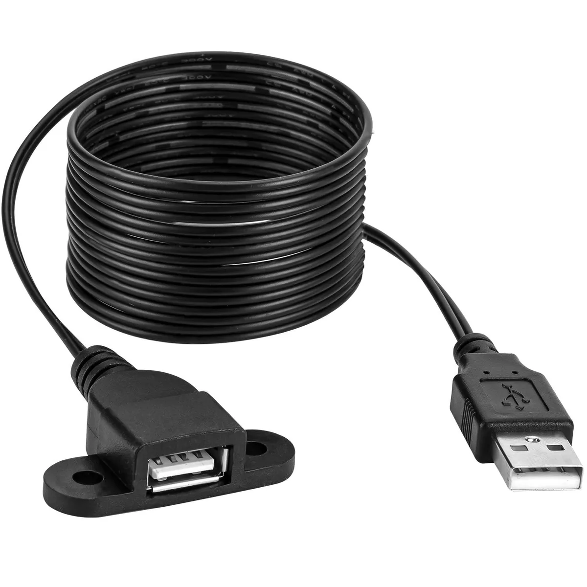 No Sew No Sew USB 2.0 Male to Female Panel Mount Charging Cable 1.5m 22AWG — product photo