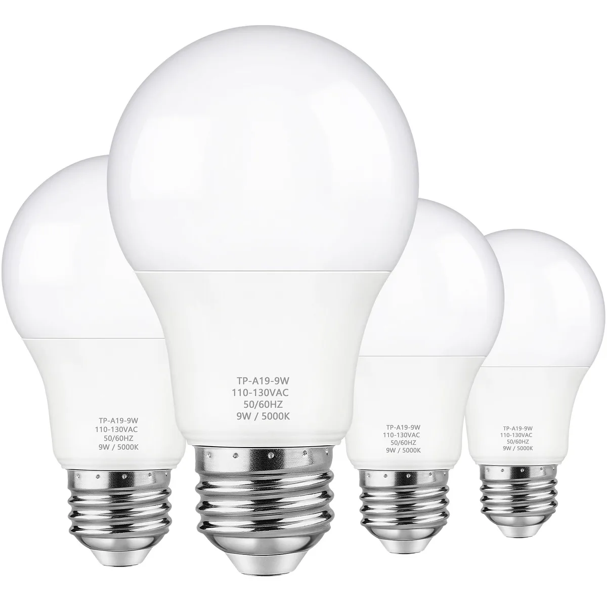 A19 LED Light Bulb 9W 850lm 5000K E26 4-Pack — product photo