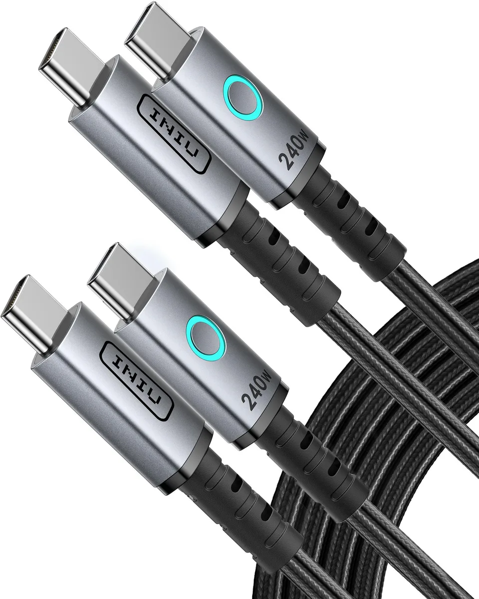 INIU INIU C12-P1 USB-C to USB-C Cable 240W PD 3.1 6.6ft 2-Pack Black — product photo