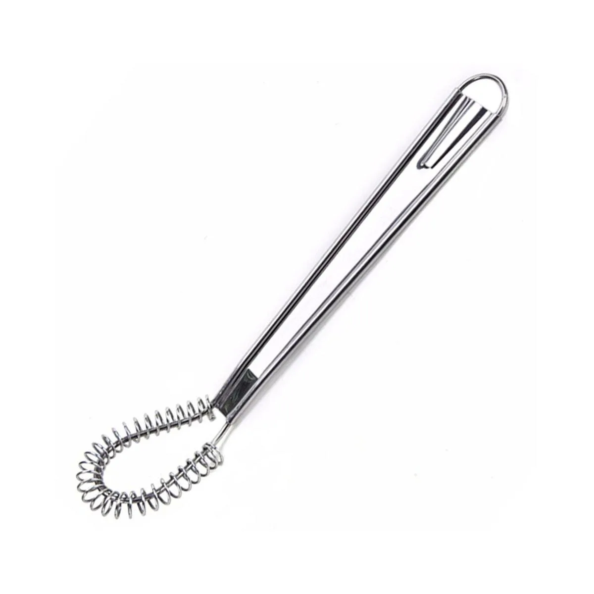 Stainless steel mini egg whisk with spring head and ergonomic handle