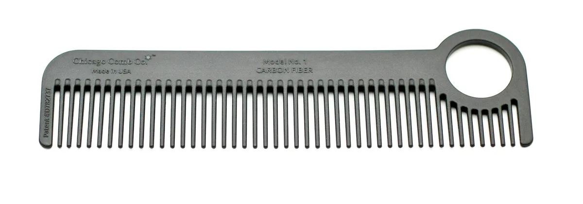 Graphite black carbon fiber pocket comb with end loop, 5.5 inches long
