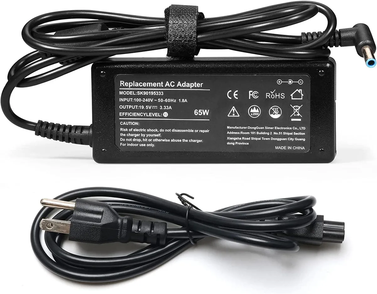myVolts myVolts 65W AC Adapter 4.5 × 3.0 mm Blue Tip for HP ProBook EliteBook Chromebook Pavilion — product photo