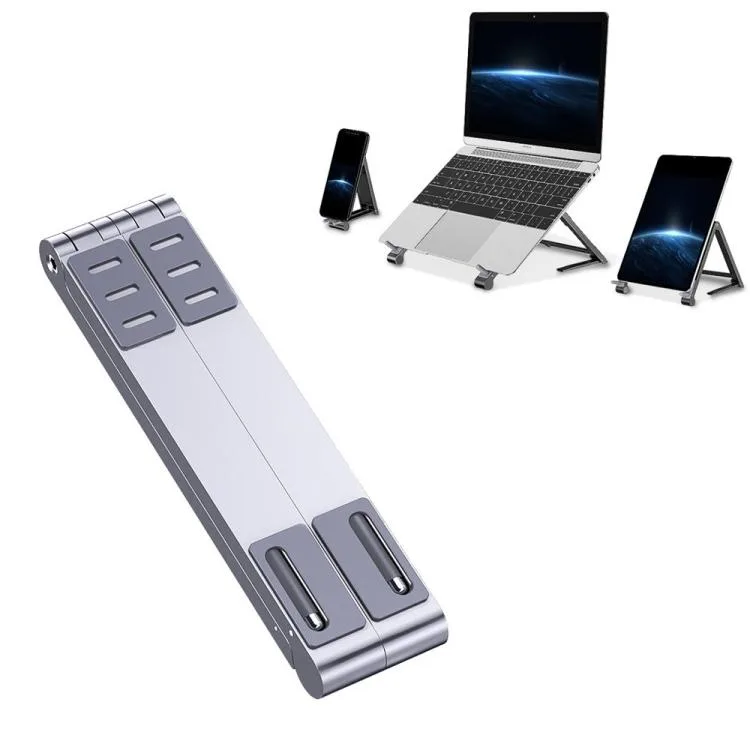 eForChina eForChina Metal Laptop Stand Folding Mini Flat Raised Bracket Silver — product photo