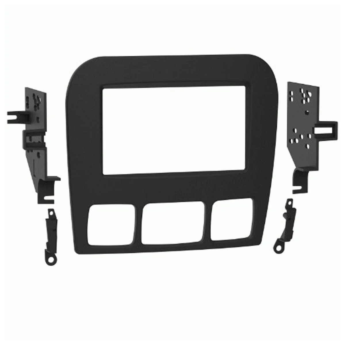 Black double-DIN dash kit for Mercedes S-Class 2000-2006, matte scratch-resistant finish