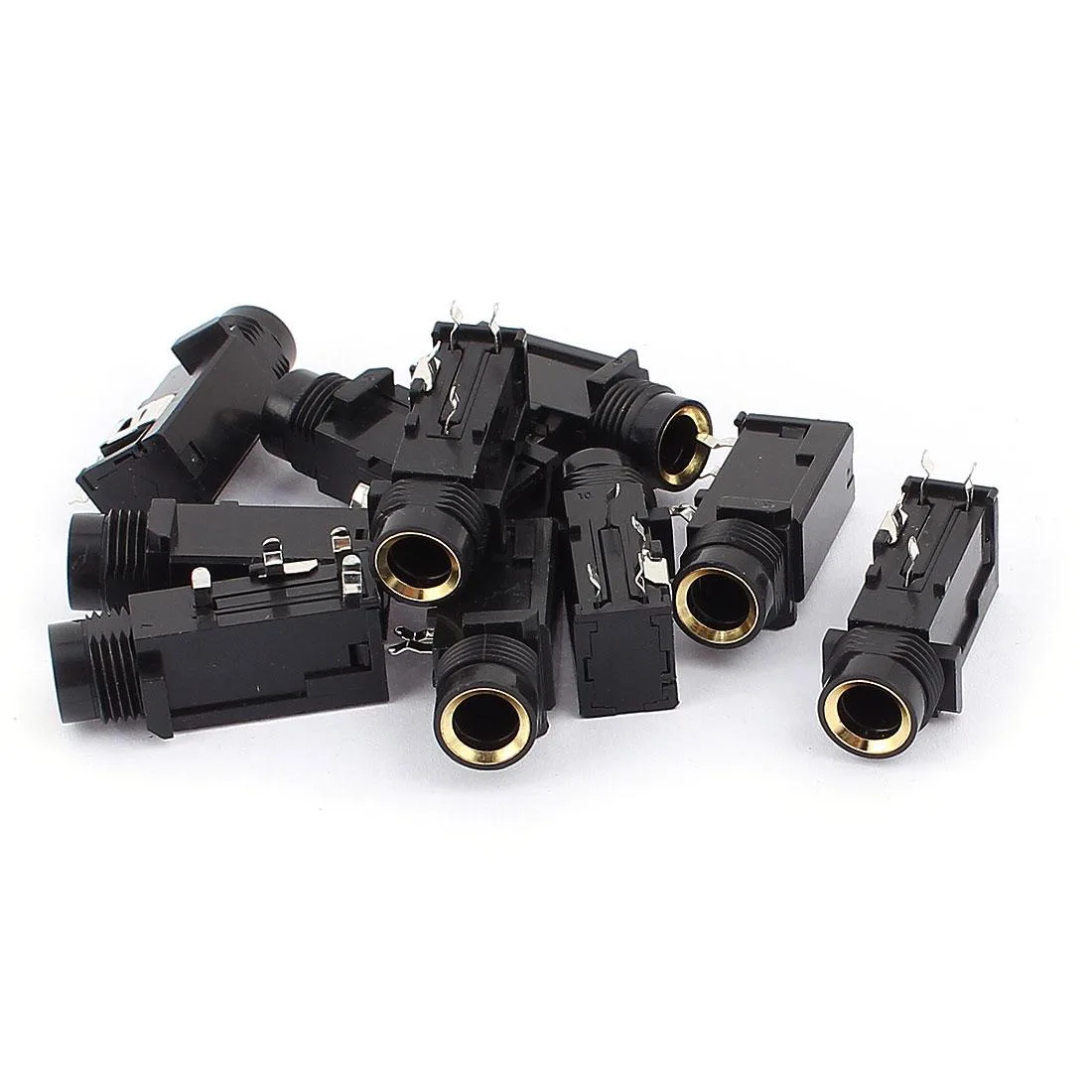 Unique-Bargains Unique-Bargains 10Pcs 6.35mm Stereo Socket 4 Terminal Headphone Jack PCB Mount Connector audio adapter — product photo